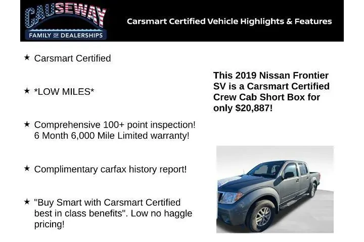 $20887 : Nissan Frontier 2019 4x4 SV image 2