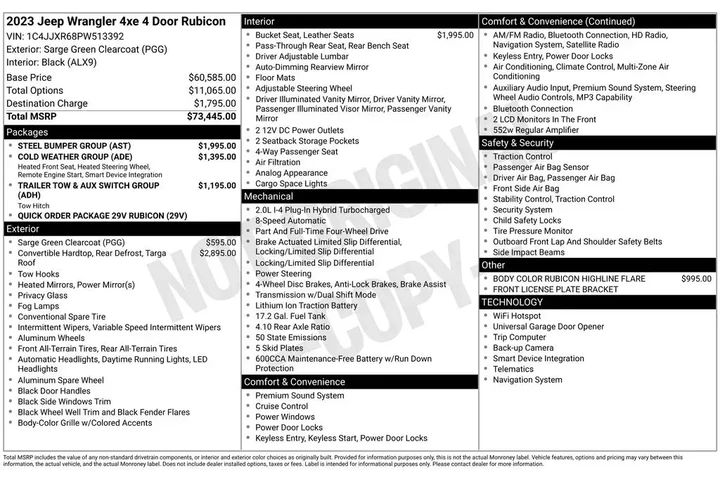 $33990 : Jeep Wrangler 2023 4x4 Rubic image 4