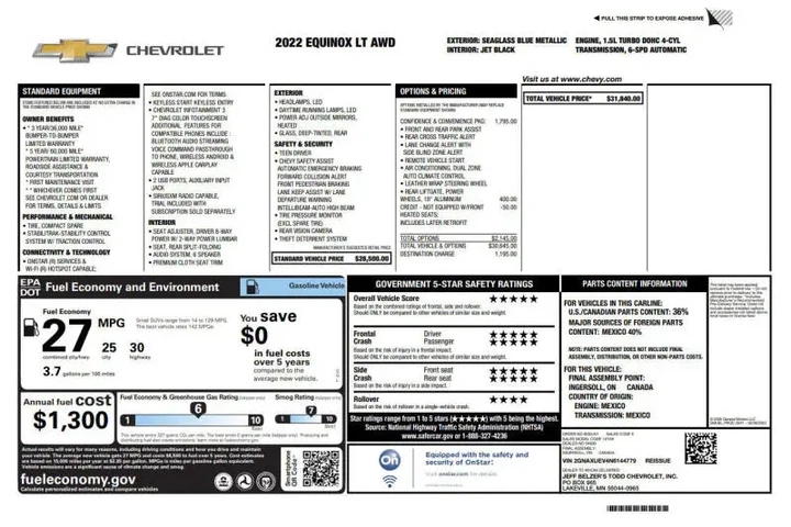 $16972 : 2022 Equinox LT image 5