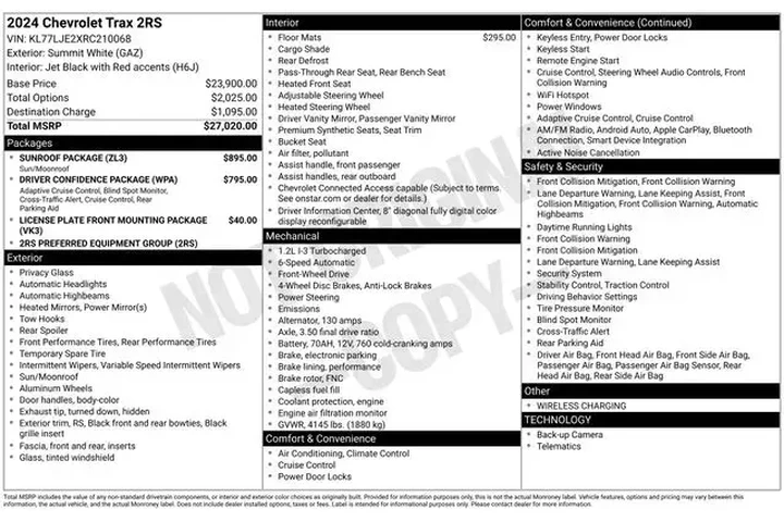 $21490 : Chevrolet Trax 2024 RS 4dr C image 2