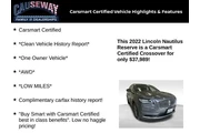 $37989 : Lincoln Nautilus 2022 AWD Re thumbnail