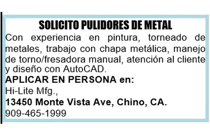 SOLICITO PULIDORES DE METAL 📍 image 1