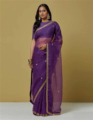 Purple Organza Saree image 1