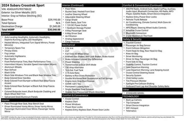 $25850 : Subaru Crosstrek 2024 AWD Sp image 2