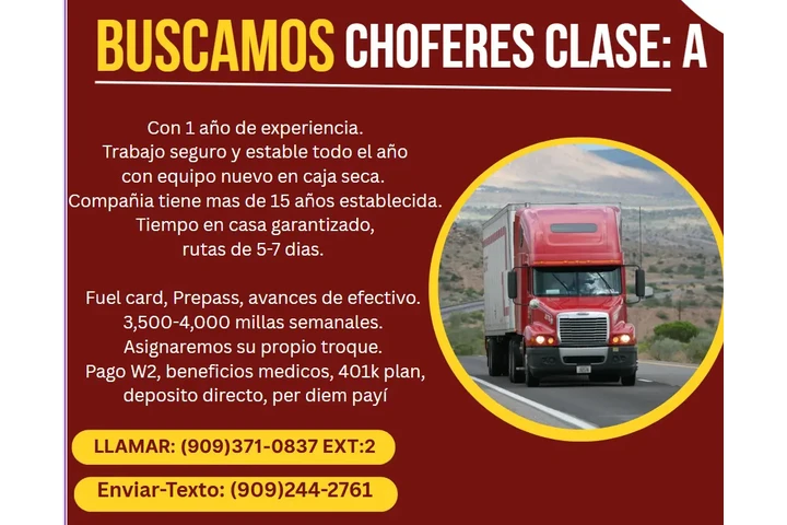 🚚BUSCAMOS CHOFERES CLASE:A image 1