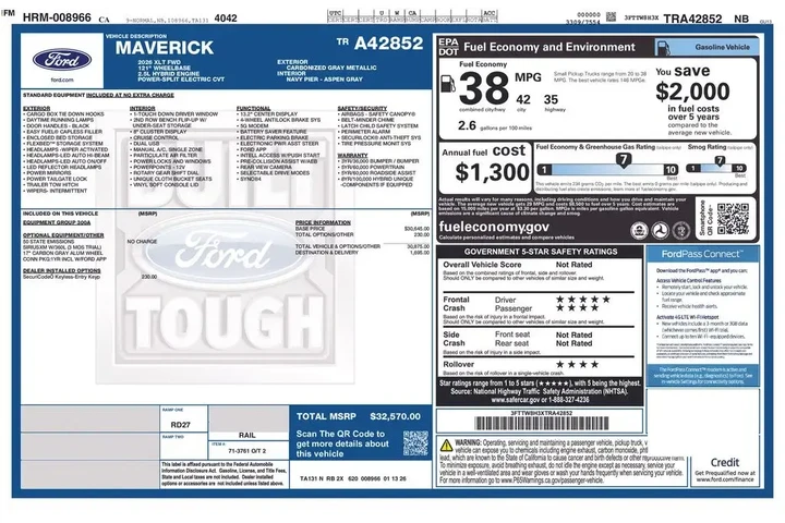 $32570 : Ford Maverick 2026 XLT 4dr S image 2