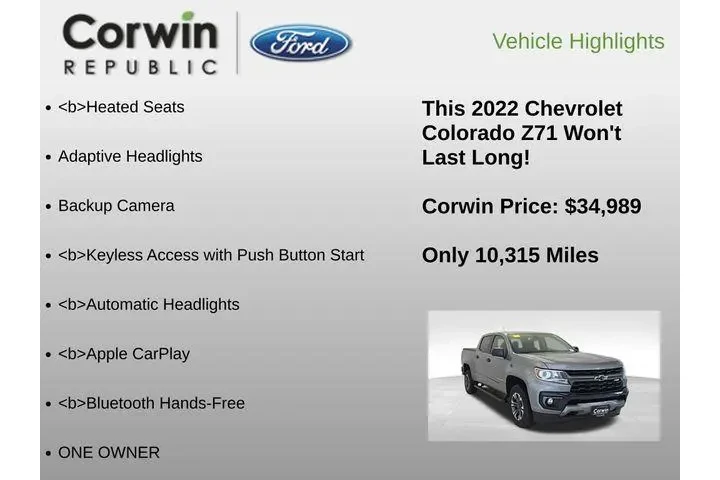 $34989 : Chevrolet Colorado 2022 4x4 image 6