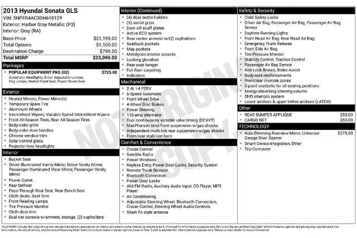 $8139 : Hyundai SONATA 2013 GLS 4dr image 2