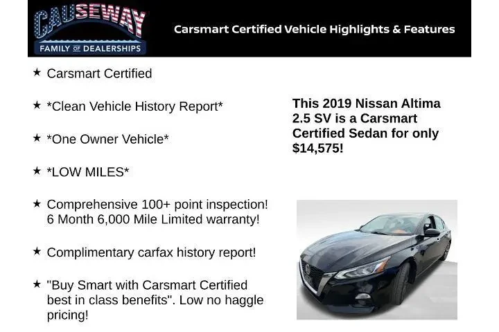 $14575 : Nissan Altima 2019 2.5 SV 4d image 2