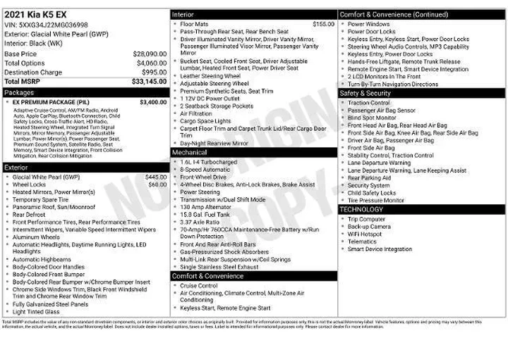 $17991 : Kia K5 2021 EX 4dr Sedan image 5