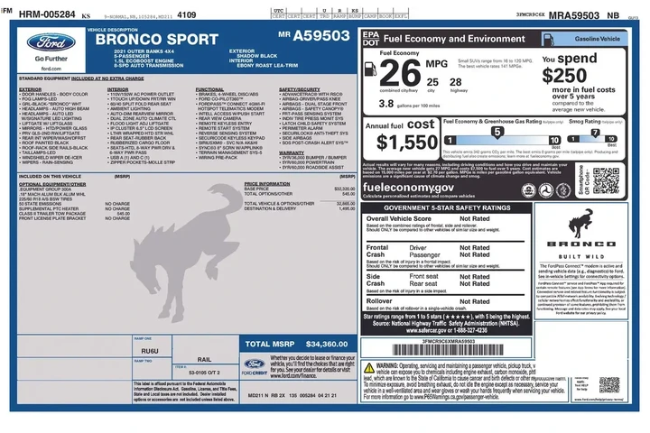 $23899 : Ford Bronco Sport 2021 AWD O image 5