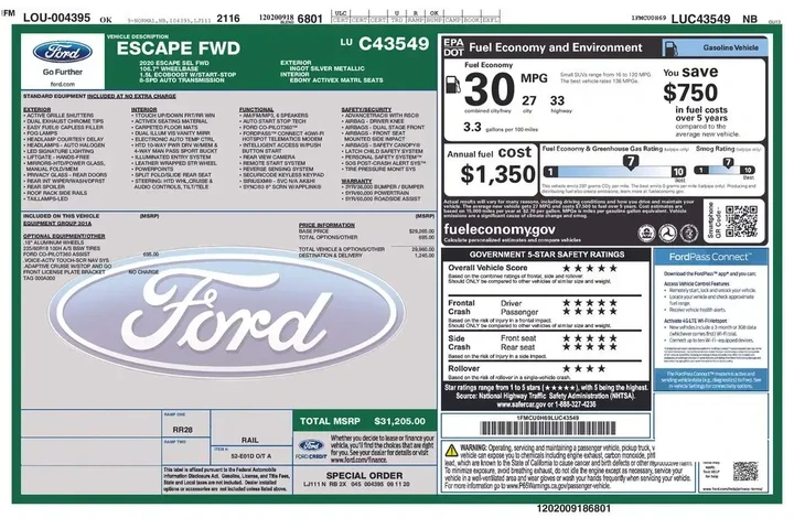 $19000 : Ford Escape 2020 SEL 4dr SUV image 3
