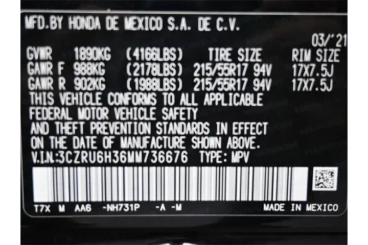 $17045 : Honda HR-V 2021 AWD LX 4dr C image 4