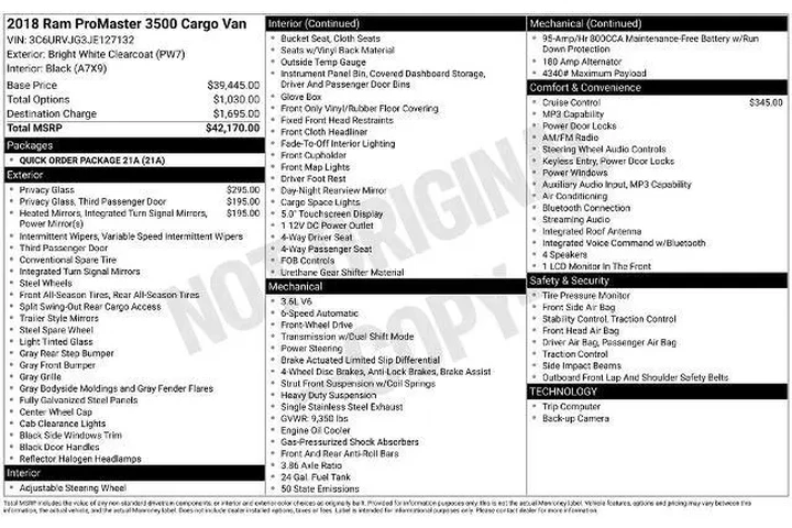 $23685 : Ram ProMaster 2018 3500 159 image 7