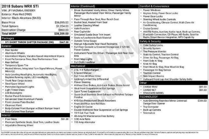 $24900 : Subaru WRX 2018 AWD STI 4dr image 7
