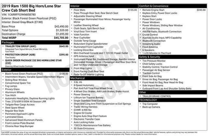$22995 : Ram 1500 2019 4x4 Big Horn 4 image 1