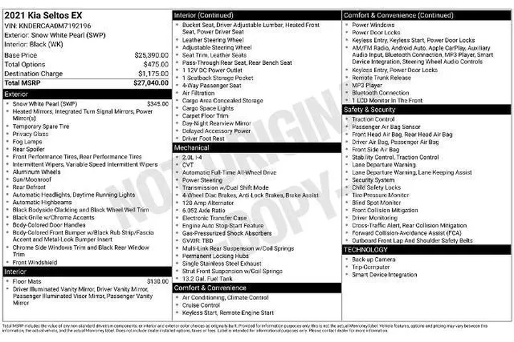 $18000 : Kia Seltos 2021 AWD EX 4dr S image 2