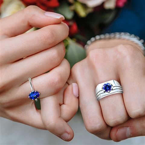 Sapphire Stone Couple Rings image 1