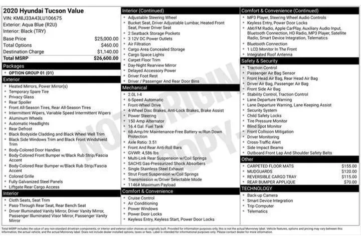 $15930 : Hyundai TUCSON 2020 Value 4d image 7