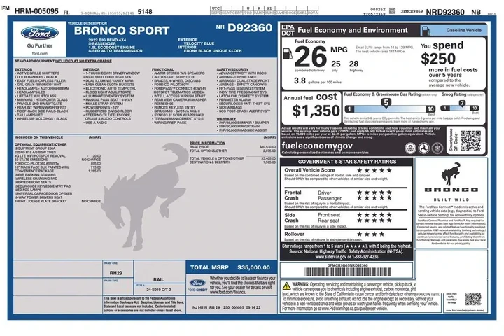 $23900 : Ford Bronco Sport 2022 AWD B image 2