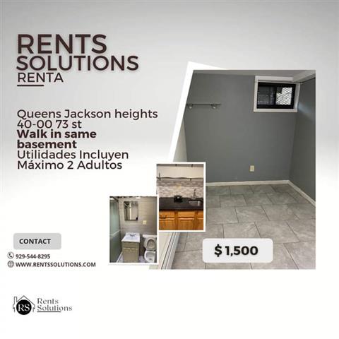 $1500 : Rento basement Jackson heights image 1