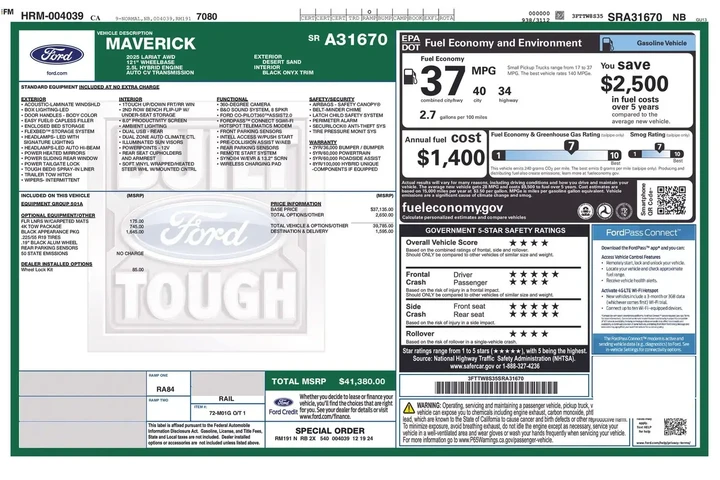 $38991 : Ford Maverick 2025 AWD Laria image 6