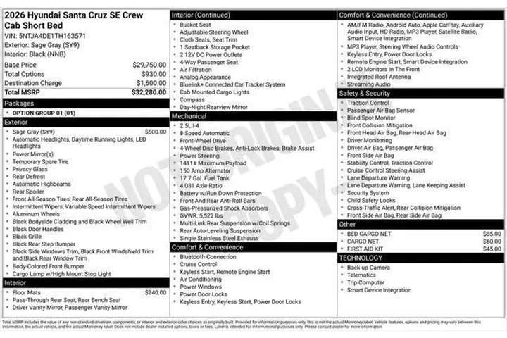 $29892 : Hyundai SANTA CRUZ 2026 SE 4 image 7