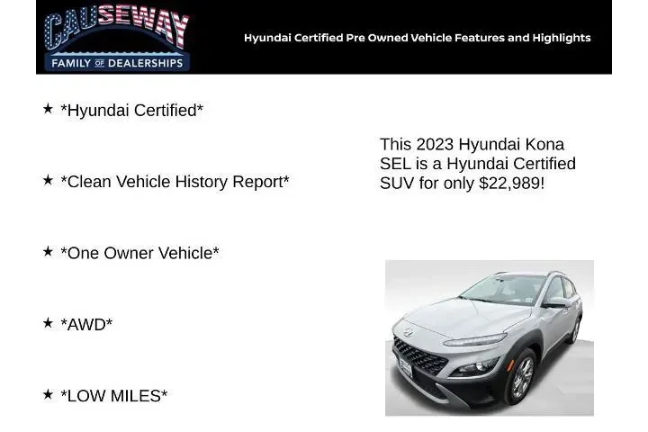 $22989 : Hyundai KONA 2023 AWD SEL 4d image 2