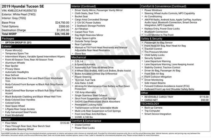 $13488 : Hyundai TUCSON 2019 AWD SE 4 image 5