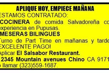 🔴BUSCO COCINERA y MESERAS 📍 en San Bernardino