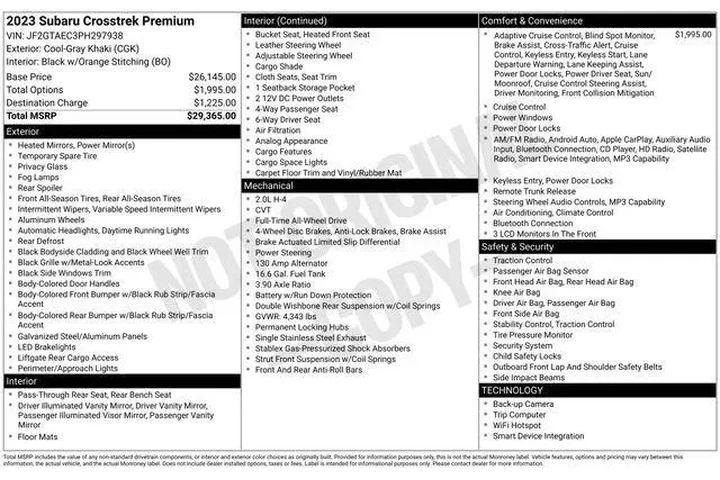 $23422 : Subaru Crosstrek 2023 AWD Pr image 9