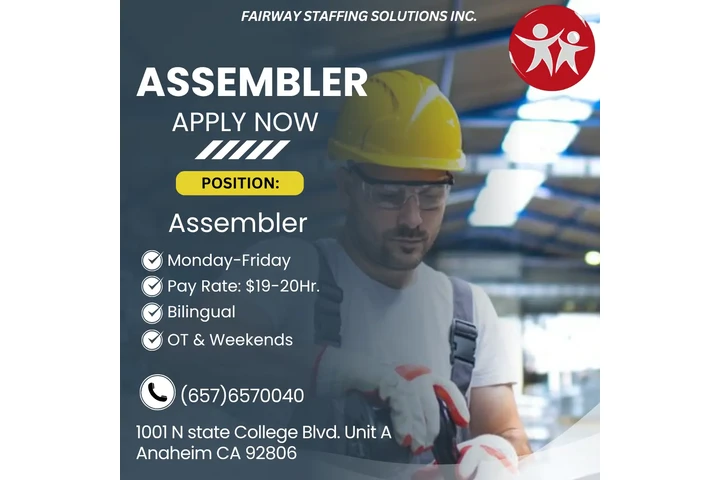 Now Hiring for Assembler!!! image 1