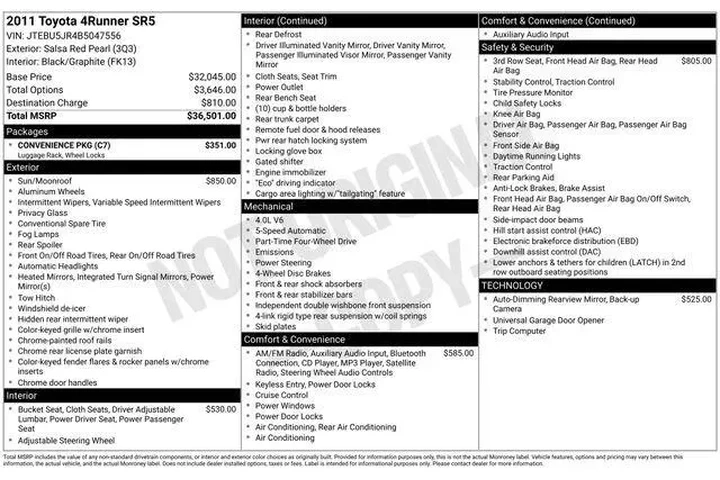 $15999 : Toyota 4Runner 2011 4x4 SR5 image 9