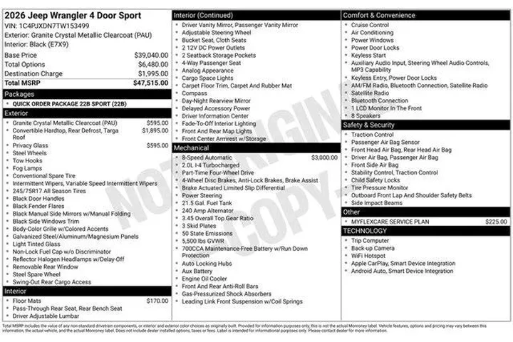 $39778 : Jeep Wrangler 2026 4x4 Willy image 2