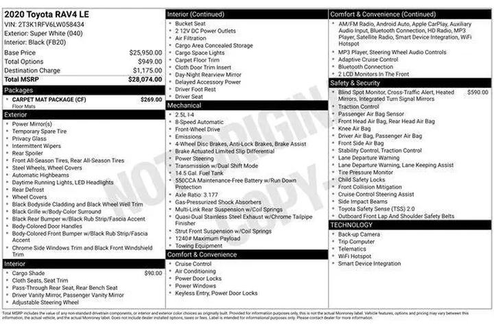 $22909 : Toyota RAV4 2020 LE 4dr SUV image 9