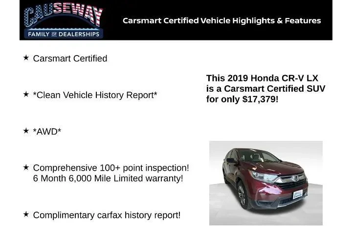 $15533 : Honda CR-V 2019 AWD LX 4dr S image 2