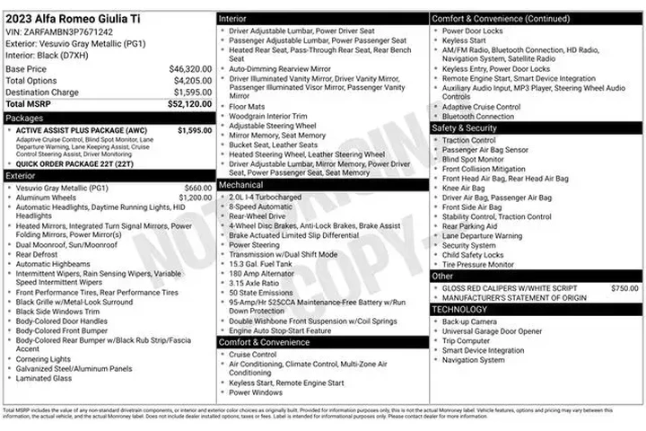 $21970 : Alfa Romeo Giulia 2023 Ti 4d image 2