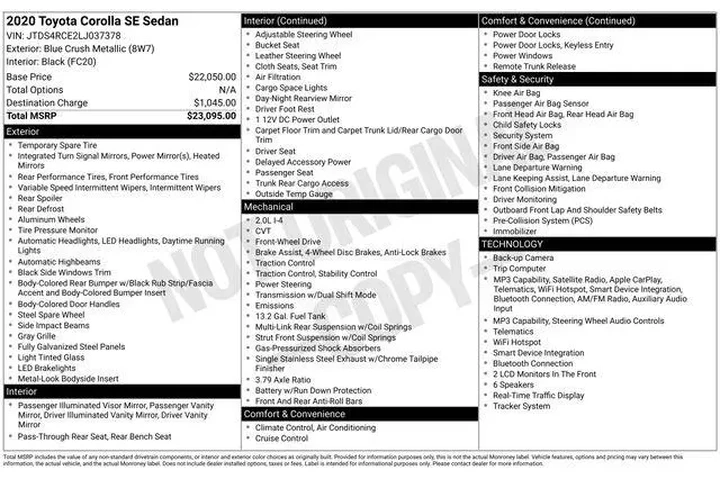 $18735 : Toyota Corolla 2020 SE 4dr S image 7