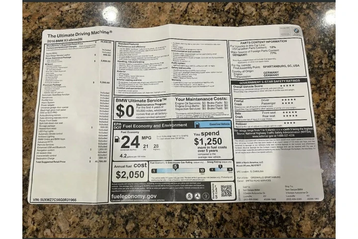 $7850 : 2016 BMW X3 sDrive 28i image 4