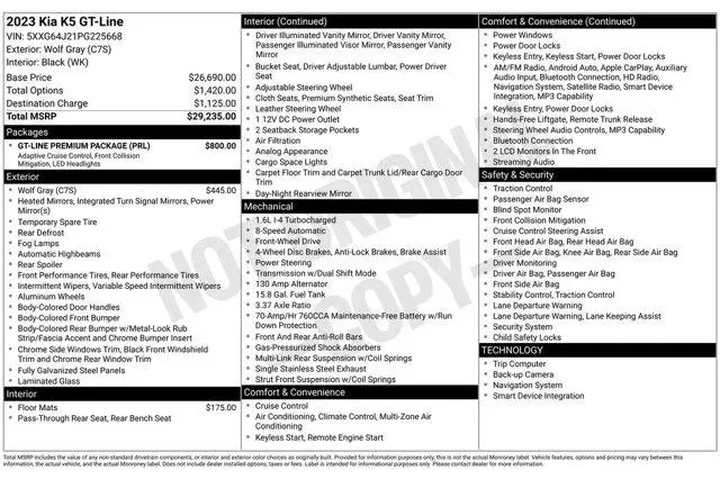 $25310 : Kia K5 2023 AWD GT-Line 4dr image 2