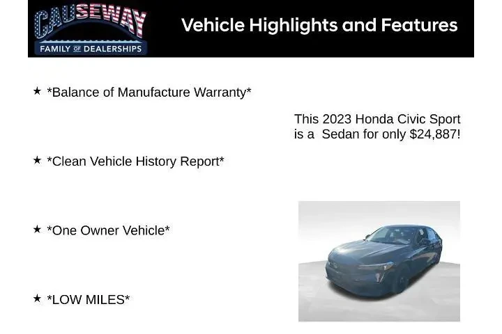 $24887 : Honda Civic 2023 Sport 4dr S image 2