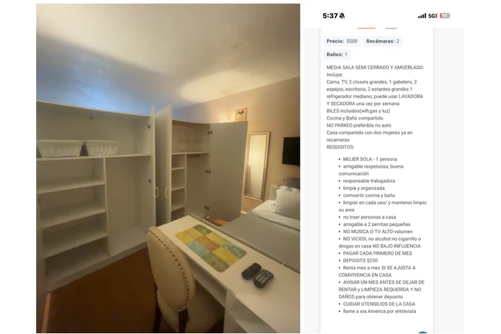 $500 : Sala semi privada /para Mujer image 5