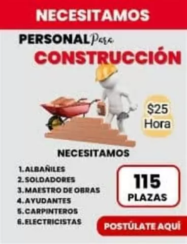 NECESITO PERSONAL CONSTRUCCIÓN image 1