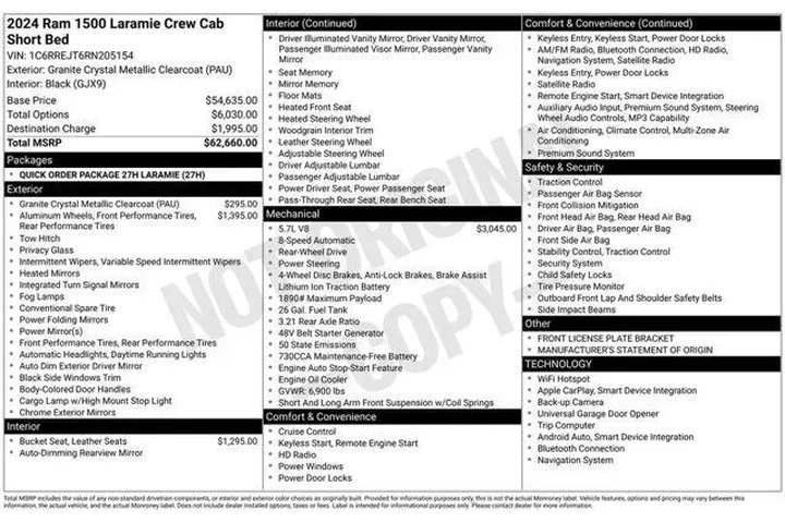 $35359 : Ram 1500 2024 4x2 Laramie 4d image 2