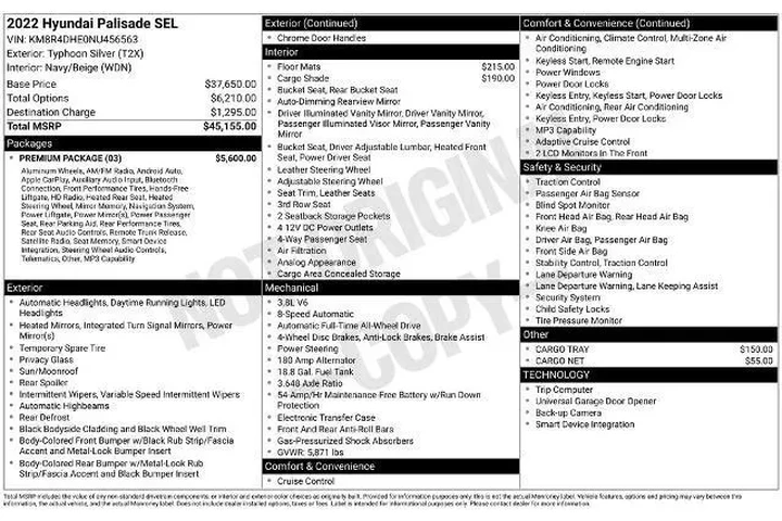 $32764 : Hyundai PALISADE 2022 AWD SE image 3