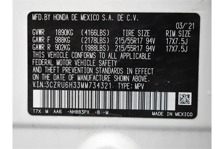 $18686 : Honda HR-V 2021 AWD LX 4dr C image 4