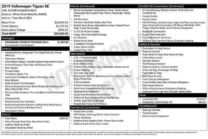 $17021 : Volkswagen Tiguan 2019 SE 4d image 2