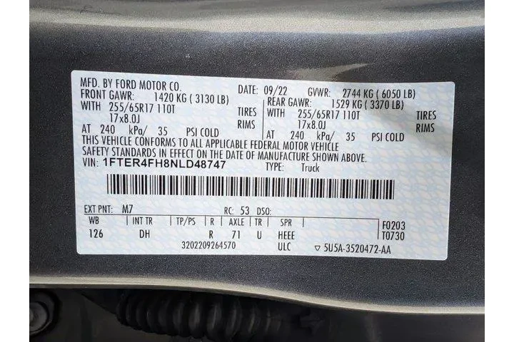 $33310 : Ford Ranger 2022 4x4 Lariat image 9