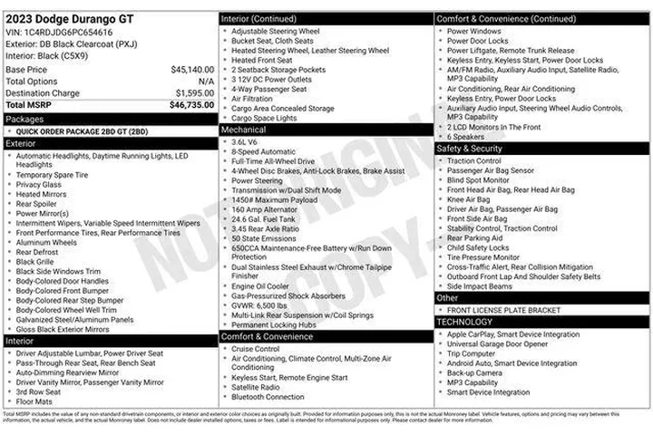 $25824 : Dodge Durango 2023 AWD GT 4d image 7