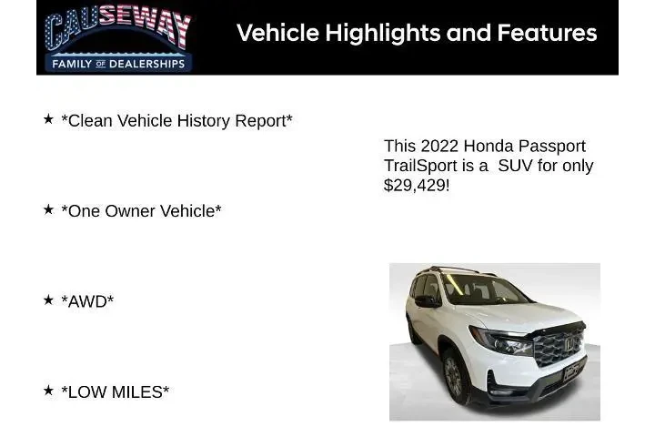 $29429 : Honda Passport 2022 AWD Trai image 2